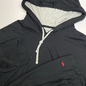 Polo Ralph Lauren Hoodie Mens XL Black Supreme Comfort Pullover Red Pony Stretch